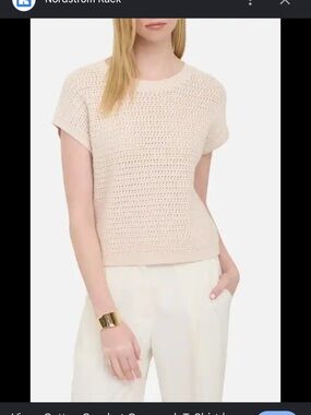 Vince Cream Short-Sleeve Knit Top
